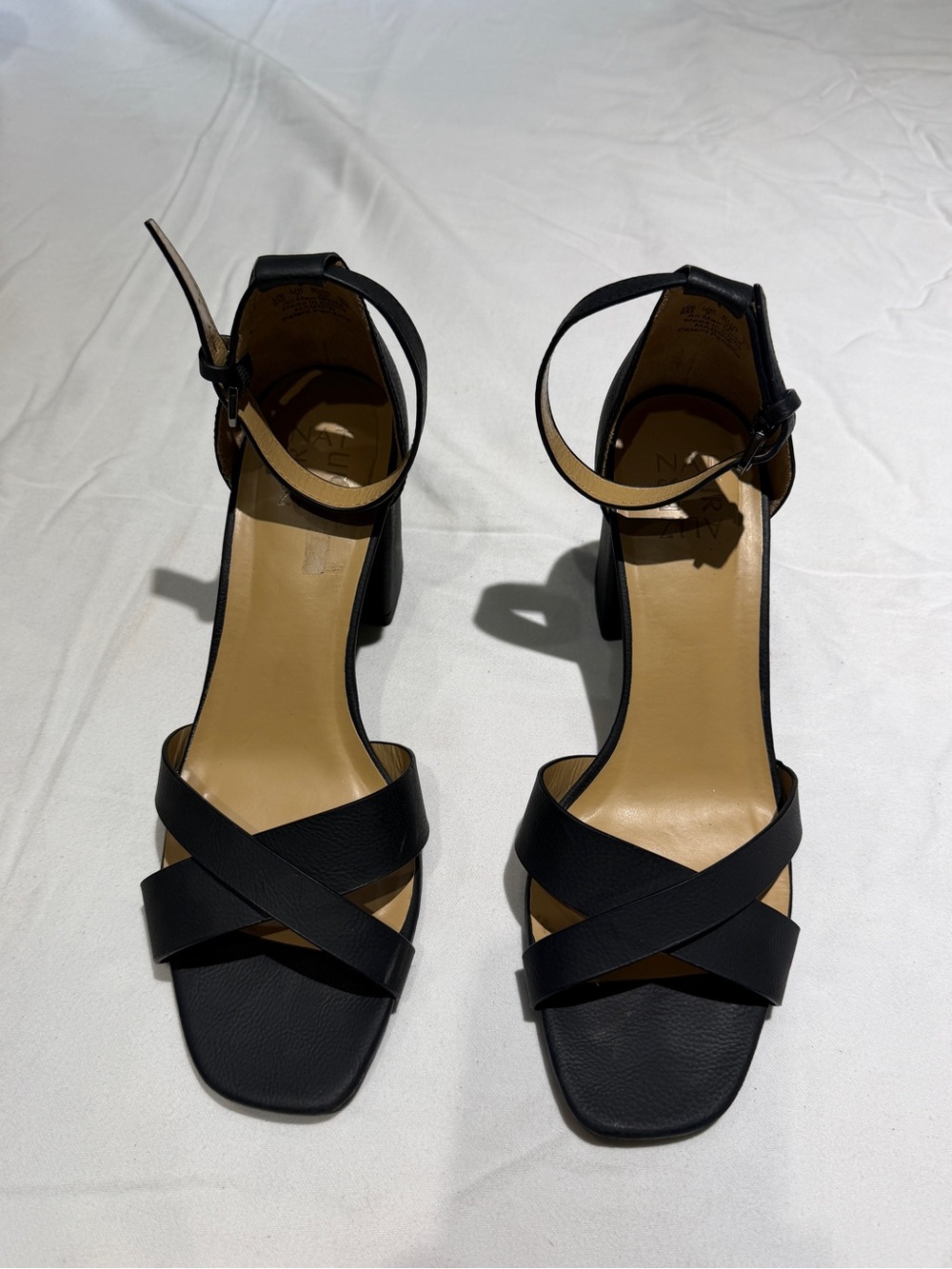 Naturalizer Black Strappy Block Heel Sandals